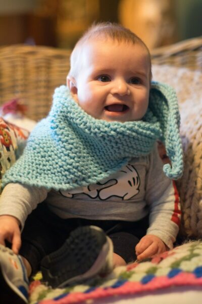 “Baby shawl” bleu ciel