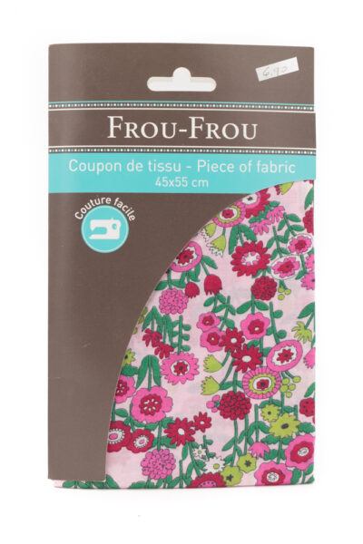Coupon de tissu fleurs fushias “frou-frou” 45X55 cm