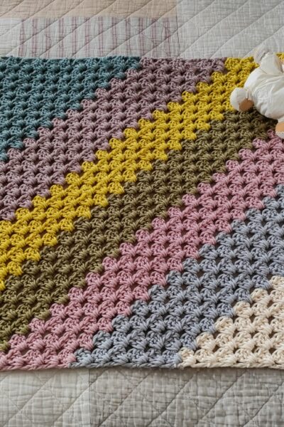 Couverture pour bébé au crochet “corner to corner” en 100% coton