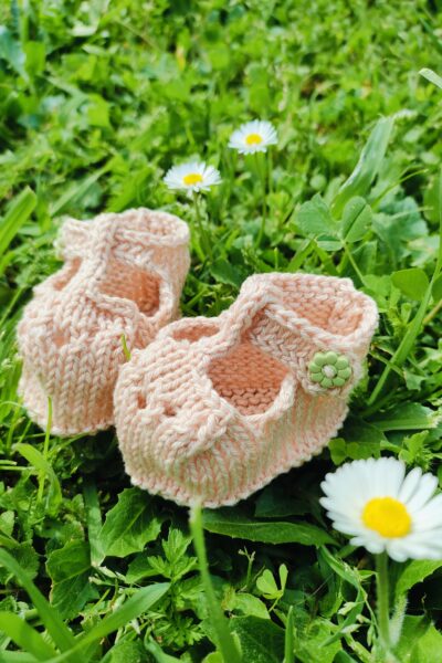 Chaussons « Clémence » en pur coton (tailles 0-3 mois et 3-6 mois)