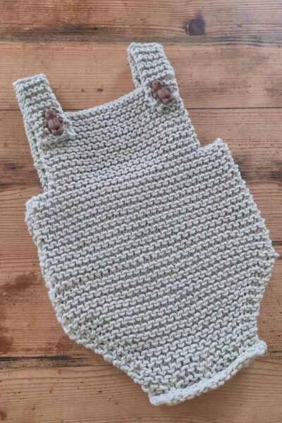 Barboteuse « petit lutin » en coton – taille 0-3 mois – thème « ourson »