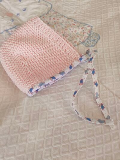Béguin en coton avec biais - rose layette - taille 0-3 mois – Image 2