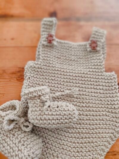 Ensemble "petit lutin" barboteuse et chaussons en coton - taille 3 mois - thème ourson – Image 2