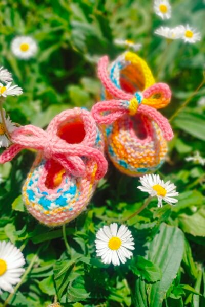 Babies en pure laine mérinos arc-en-ciel – Taille 0-3 mois