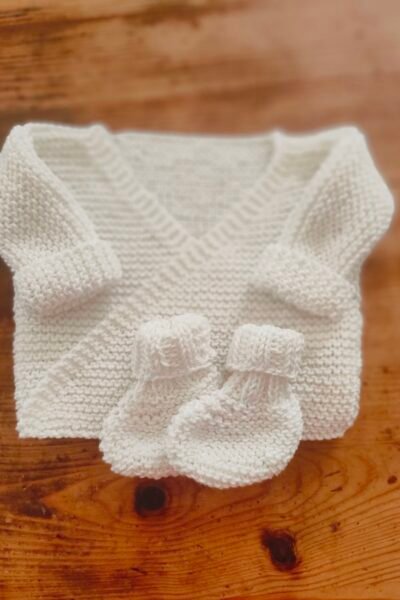 Brassière cache-coeur bébé en coton écru – 0-3 mois