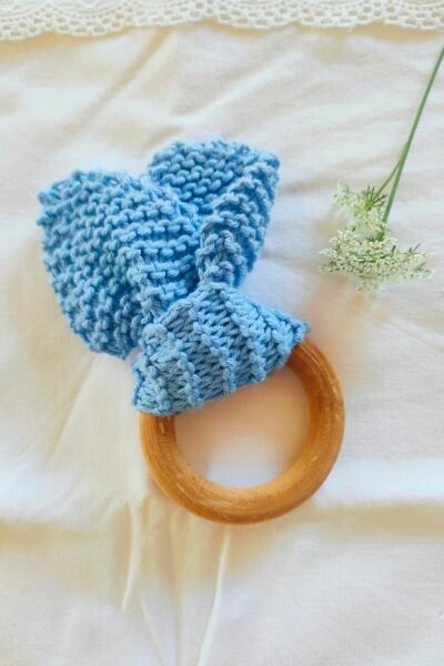 Ensemble bébé Bloomer à bretelles, ballerines et hochet – bleu ciel – 0-3 mois – 100 % coton