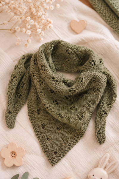 Châle ajouré en coton – Vert kaki