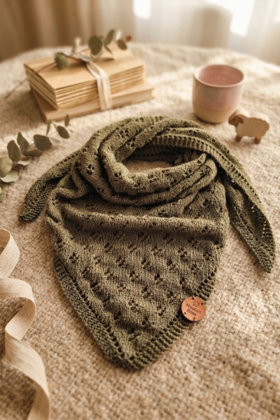 Châle ajouré en coton – Vert kaki