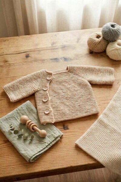 Brassière Noisette – DMC Woolly 100 % mérinos – Naissance à 6 mois