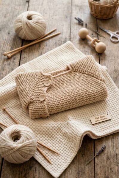 Brassière Noisette – DMC Woolly 100 % mérinos – Naissance à 6 mois
