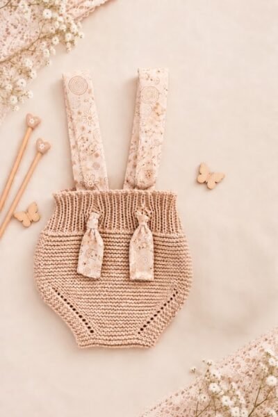 Bloomer à bretelles – DMC Baby Cotton 100 % coton – Naissance à 6 mois